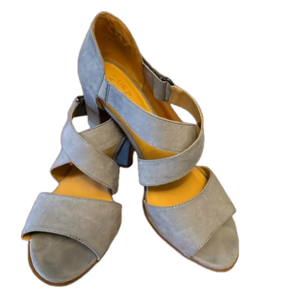 NATURALIZER Lindy Strappy Comfort Sandals Slate Gray Blue Block Heels Size 10 - Picture 2 of 7